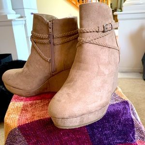 Tan Wedge Booties
